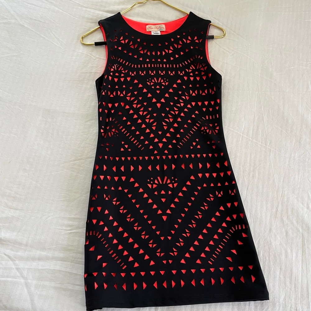 Hot pink and black tight dress
